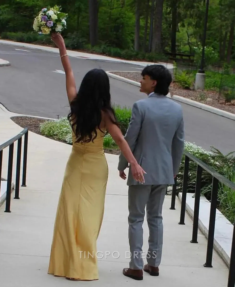 Elegant Sheath/Column Strapless Cutout Maxi Dress with Lace - Up Back Prom Dress